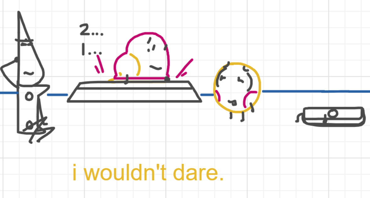 A panel from What's The Point, episode five of the Board Boards object show by Furretwalk/WalkingFurret.